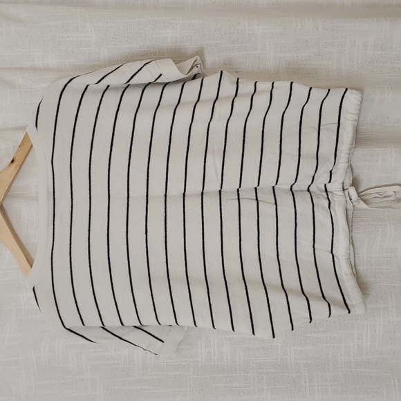 Barefoot Dreams CozyChic Ultra Lite Pullover Striped Drawstring - white/black - Picture 5 of 5